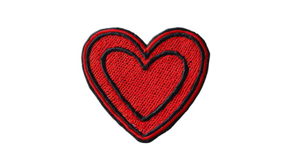 Heart embroidered patch badge on white background