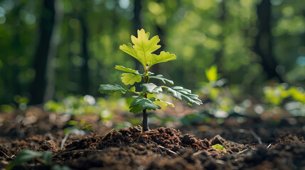 A tree sapling growing in the forest