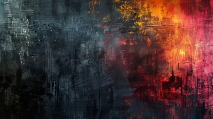 Fototapeta premium Roughly painted grunge abstract, textured brushwork, deep and contrasting colors, raw artistic intensity, distressed look