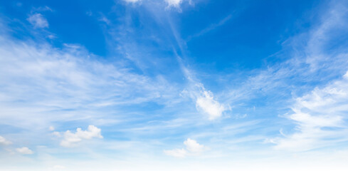 Fototapeta premium Sky Cloud Blue Background Paronama Web Cloudy summer Winter Season Day, Light Beauty Horizon Spring Brigth Gradient Calm Abstract Backdrop Air Nature View Wallpaper Landscape Cyan color Environment.