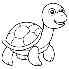 Turtle Line Art Vector Illustration.