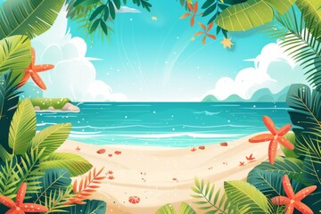 Fototapeta premium Summer Background illustration created with Generative AI
