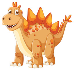 Smiling dinosaur with orange spikes and spots