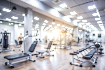 Blurred Gym Interior with Equipment.