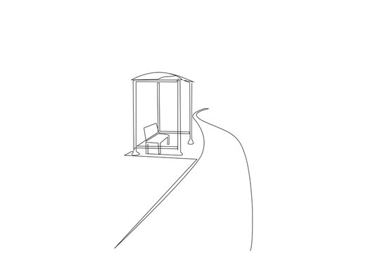 recommend clip art: city ​​bus stop road way transportation one line art design vector