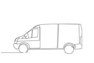 cargo car vehicle city business one line art design vector