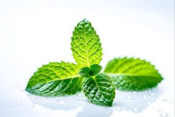 Mint leaf. Fresh mint on white background. Mint leaves isolated. Full depth of field. 