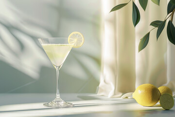 /A classic Martini, revitalized with contemporary ingredients like matcha and parmesan, served in a chilled glass with a twist of lemon