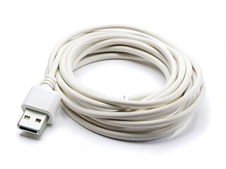 White USB Cable Coiled Up.