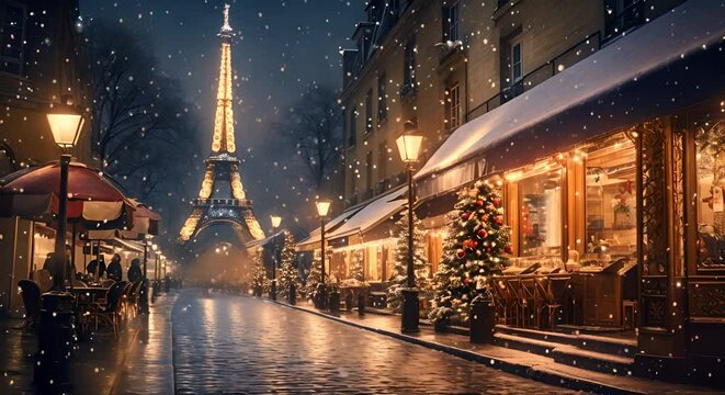 xmas paris on night background