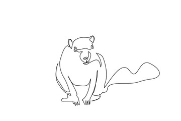 squirrel mouse animal one line art design vector