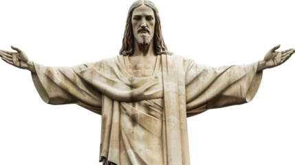 Jesus Christ in Rio de Janeiro on white background