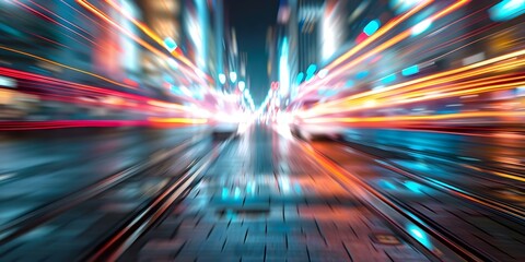 Urban Nightscapes Capturing High-Speed Internet Light Streaks. Concept Night Photography, Urban Landscapes, Light Streaks, High-Speed Internet, Long Exposure