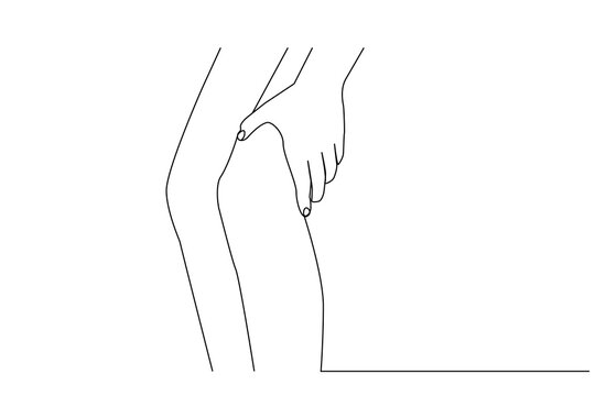 recommend clip art: person human knee pain health one line art design vector
