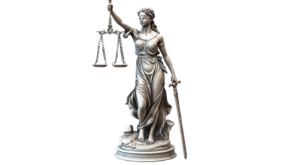 Lady Justice on white background