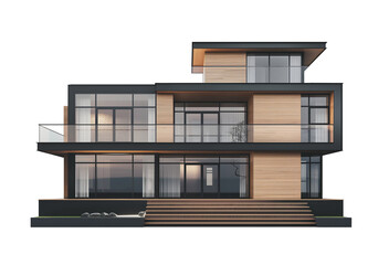 Modern house isolated on transparent background.