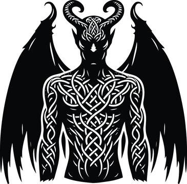 recommend clip art: devil in silhouete with celtic knot pattern illustration