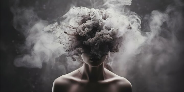 Artistic Representation of Brain Damage and Mental Health Struggles in Postpartum Depression. Concept Mental Health Awareness, Postpartum Depression, Brain Damage, Artistic Representation