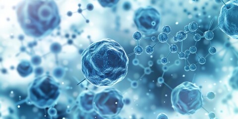 Abstract biotech cell interconnected background, illustrating the interdependence and communication within biological systems