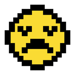 pixel style art tired face emoticon, 8bit style emoticon