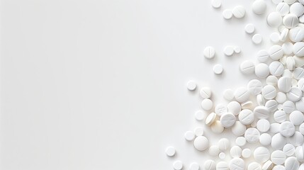 Pills Tablets Capsules Medication Closeup Backdrop Healthcare Wallpaper Pharmaceutical Marketing Background Isolated Medicine Concept on White Background with Copy Space for Text