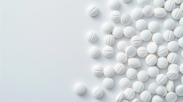 Pills Tablets Capsules Medication Closeup Backdrop Healthcare Wallpaper Pharmaceutical Marketing Background Isolated Medicine Concept on White Background with Copy Space for Text