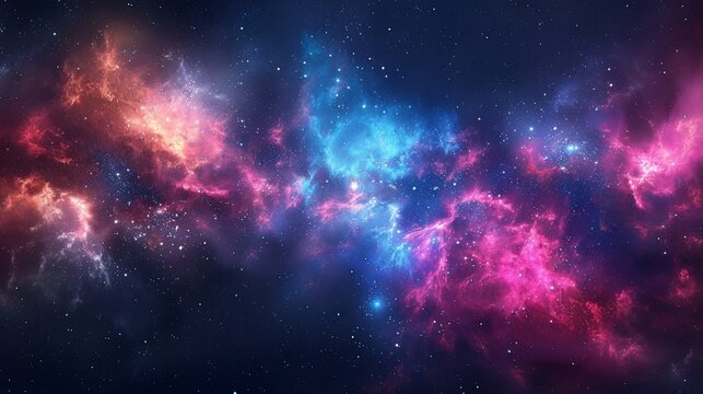 colorful space galaxy with bright nebula. night sky cosmos, supernova. science, astronomy. colorful background