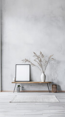 Fototapeta premium Minimalist room interiors in neutral colors with minimal furniture. Residential interior design composition for Real Estate.