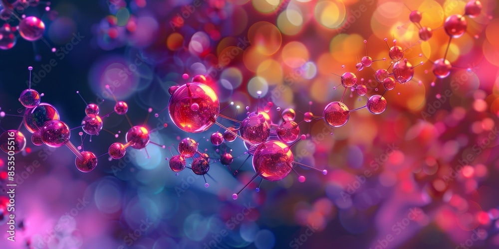 Aufkleber vibrant molecular structure background, depicting the dynamic and colorful nature of molecular compo