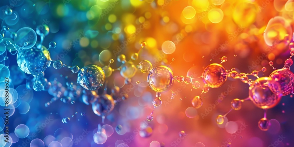 Aufkleber vibrant molecular structure background, depicting the dynamic and colorful nature of molecular compo