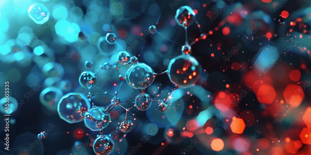 Aufkleber Dynamic molecular structure visualization, showcasing the dynamic movements and interactions within molecules