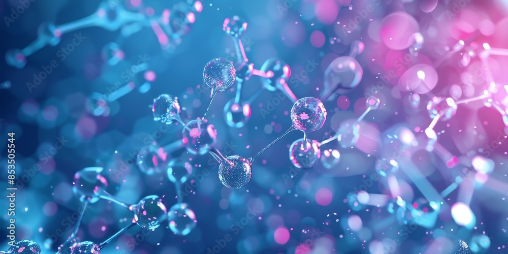 Poster Innovative molecular structure illustration, symbolizing the innovation and discovery in molecular science