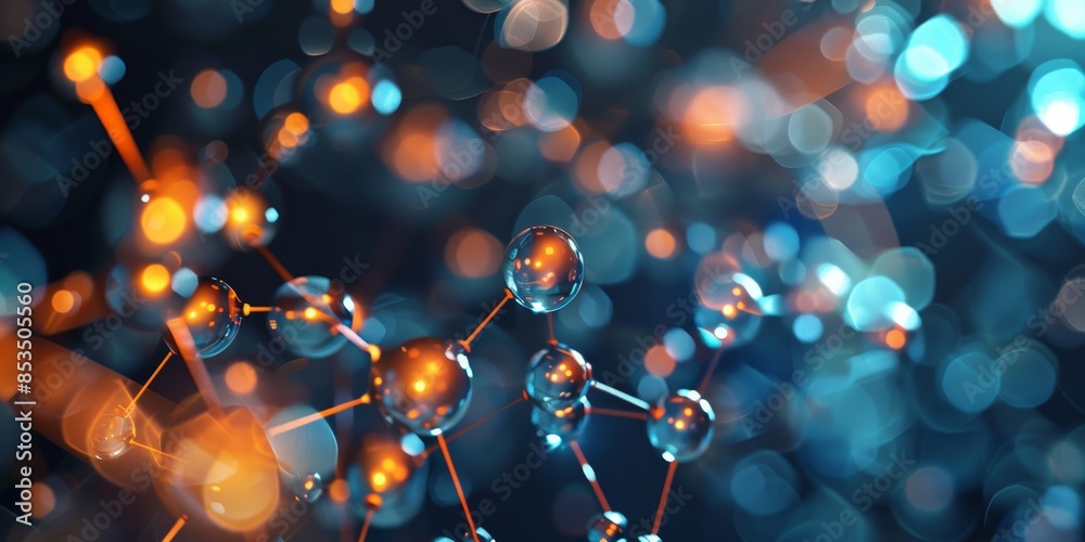 Aufkleber digital molecular structure graphic, featuring a detailed depiction of molecular configurations and 