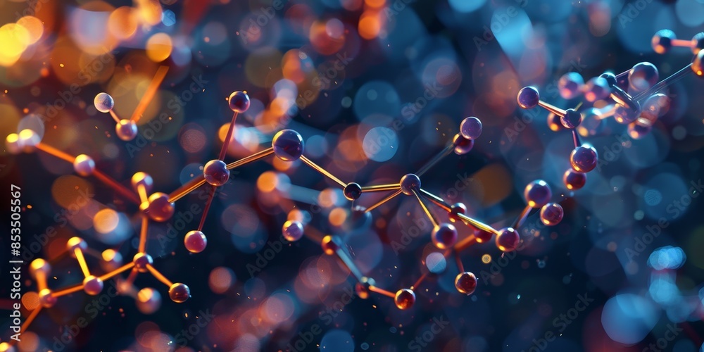 Aufkleber digital molecular structure graphic, featuring a detailed depiction of molecular configurations and 