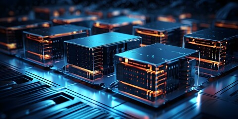 Fototapeta premium Connecting Cloud Computing Network Servers and Data Centers Linked by Fiber Optic Cables. Concept Cloud Computing, Network Servers, Data Centers, Fiber Optic Cables, Technology Integration