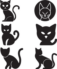 cat icon silhouette vector image with white background