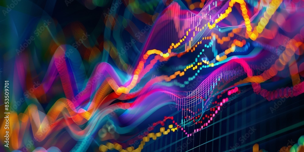 Leinwandbilder an abstract representation of a stock market chart with vibrant colors and dynamic lines, capturing 