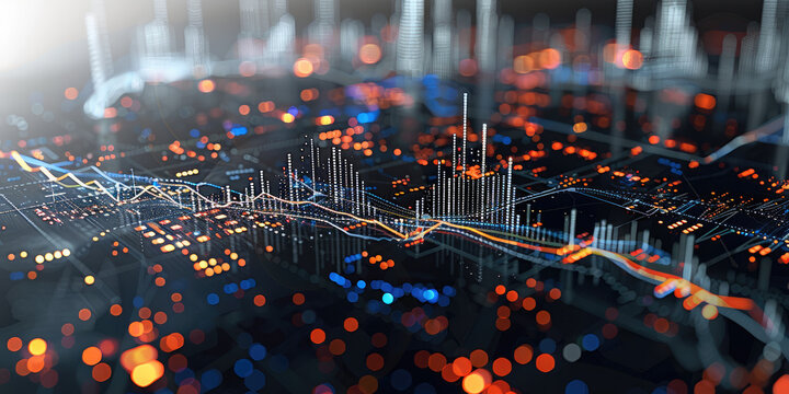 An intricate scatter chart highlighting a significant positive correlation between rising stock prices and increasing trade volumes, reflecting market interest. Generative AI.