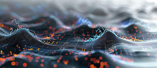 An intricate scatter chart highlighting a significant positive correlation between rising stock prices and increasing trade volumes, reflecting market interest. Generative AI.