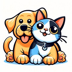 Obraz premium A cartoon of a dog design drawing graphic and a cat design drawing graphic optimized highquality eyecatching.