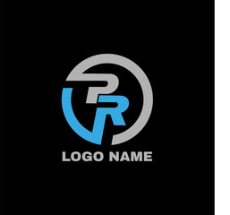PR letter and circle business logo design