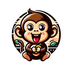 Fototapeta premium A cartoon of a monkey design colours drawing graphic vector engaging realistic.