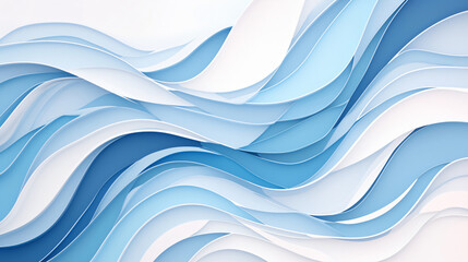 Obraz premium Abstract blue and white waves with copy space text for design, 3D, and abstract art