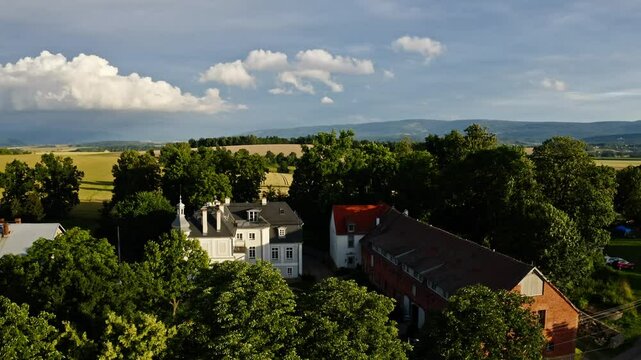 Hotel Schloss Camnitz Drone Aerial Shot in Poland  Palac Kamieniec