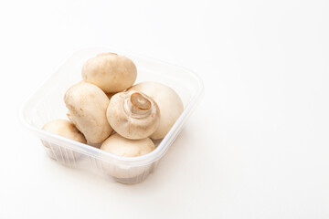 白背景にホワイトマッシュルーム