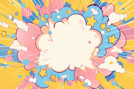 Colorful comic book explosion with copy space text for design, background, and graphic
