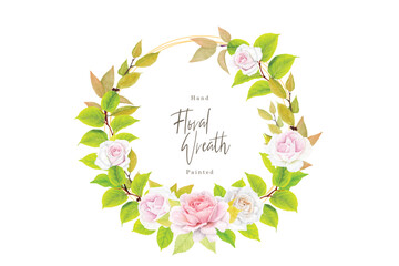 Flowers and leaves wreath design