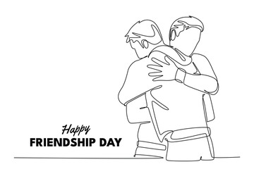 Happy international friendship day Concept. Single line draw design vector graphic illustration.