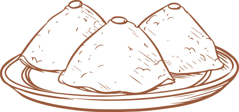recommend clip art: Glutinous Rice Dumplings outline hand drawn engraving