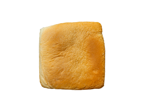 Top view, head or end sliced bread on transparent background